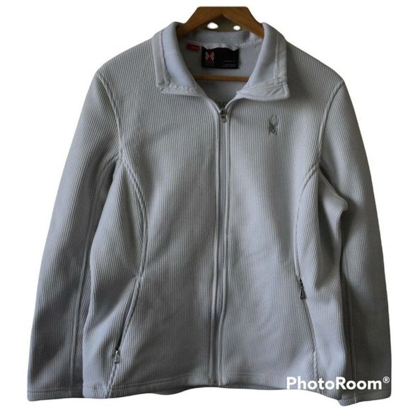 Women’s White Spyder Core Sweater Zip Up Jacket Size XL Stains - Picture 1 of 9